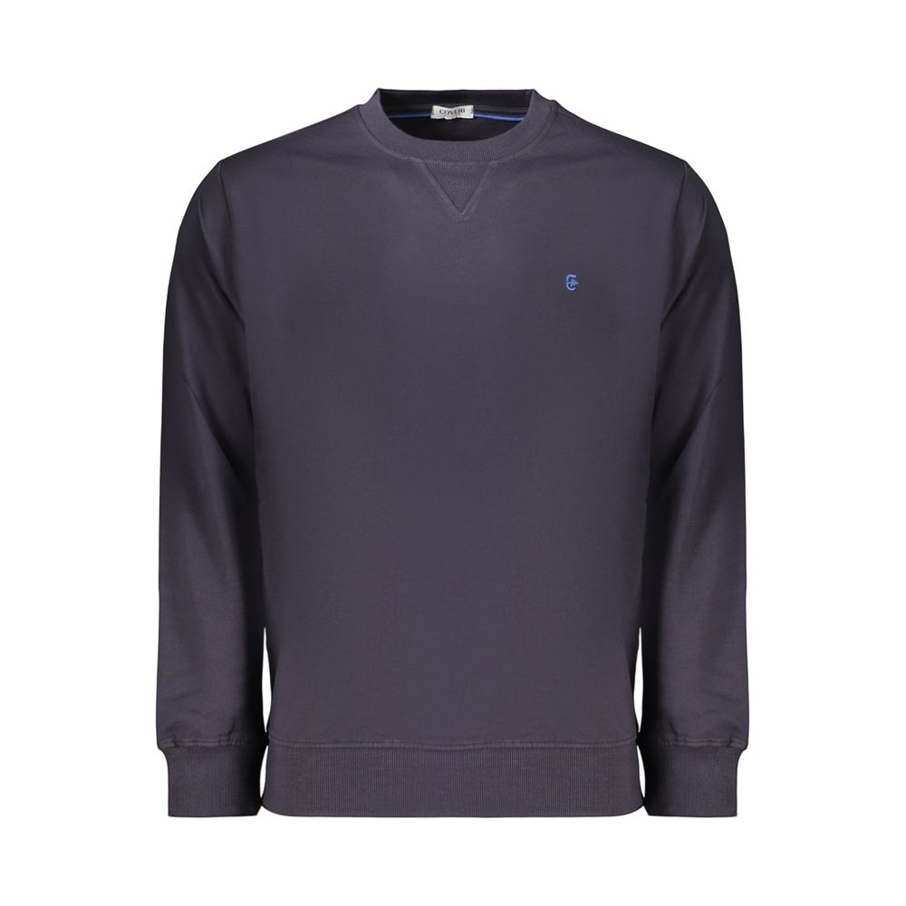 Blue cotton men's sweatshirt from Coveri Moving with a relaxed fit and minimal design, ideal for casual wear.