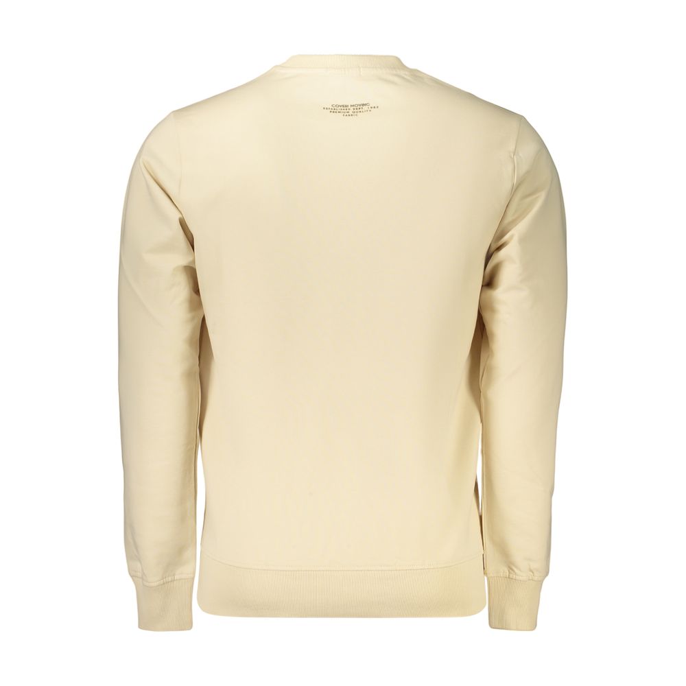 Beige cotton men's sweatshirt by Coveri Moving featuring a comfortable fit and classic crewneck design.