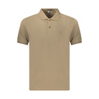Brown cotton men's polo shirt by Coveri Moving with a classic collar and short sleeves, displayed on a plain background.