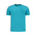 Coveri Moving Azzurro cotton men's T-shirt displayed on a hanger with a casual fit and blue color.