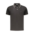 Black cotton men's polo shirt by Coveri Moving, featuring a classic fit with a collar and short sleeves.
