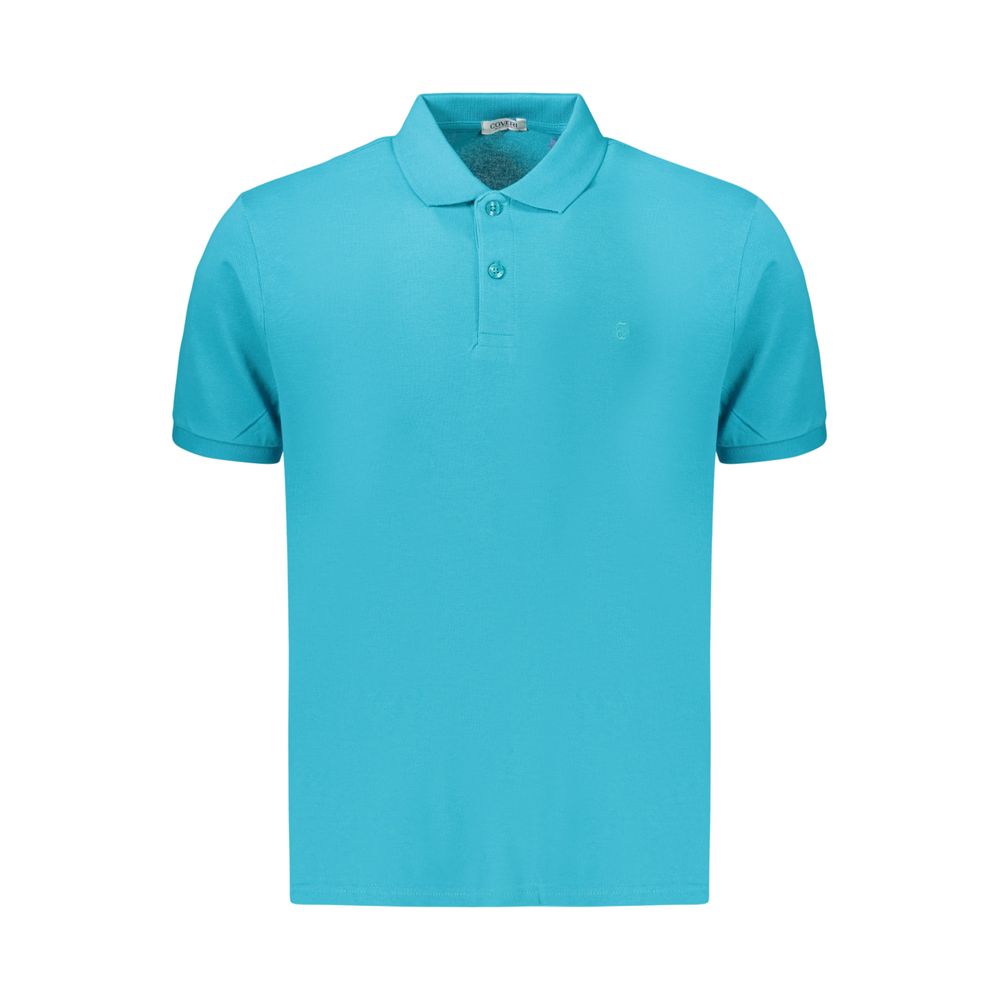 Light blue Coveri Moving Azzurro cotton men's polo shirt with a classic collar and short sleeves.