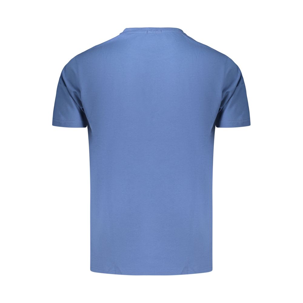 Coveri Moving blue cotton men's T-shirt with a crew neckline, displayed flat against a white background.