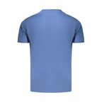 Coveri Moving blue cotton men's T-shirt with a crew neckline, displayed flat against a white background.