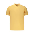 Orange cotton men's polo shirt by Coveri Moving with a classic collar and short sleeves, displayed on a hanger.