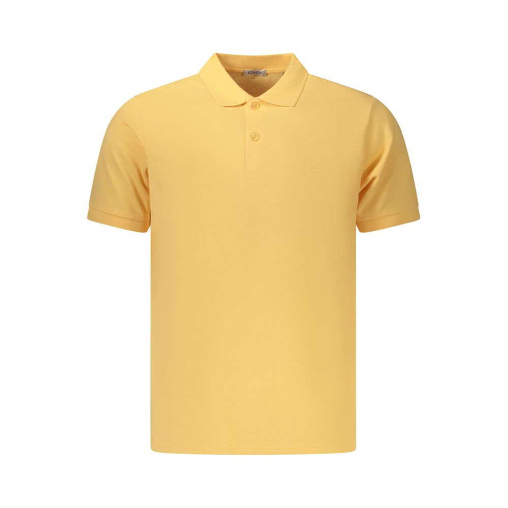 Orange cotton men's polo shirt by Coveri Moving with a classic collar and short sleeves, displayed on a hanger.