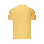 Orange cotton men's polo shirt by Coveri Moving, featuring a classic collar and short sleeves, displayed flat on a white background.