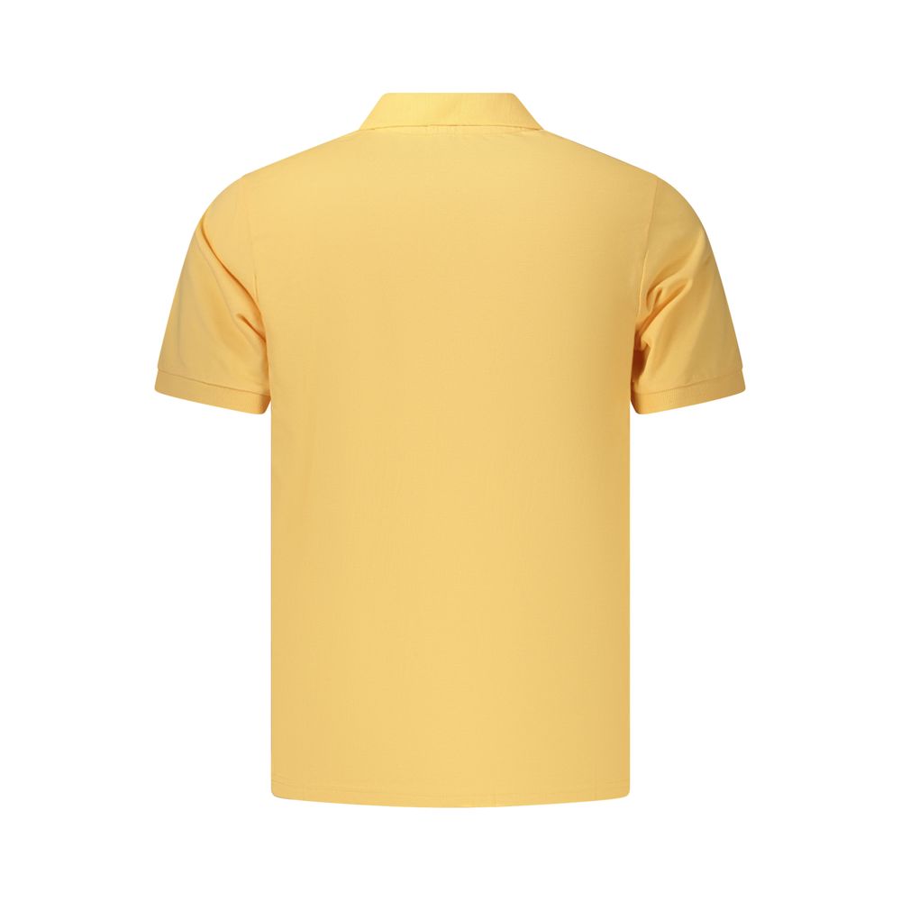 Orange cotton men's polo shirt by Coveri Moving, featuring a classic collar and short sleeves, displayed flat on a white background.