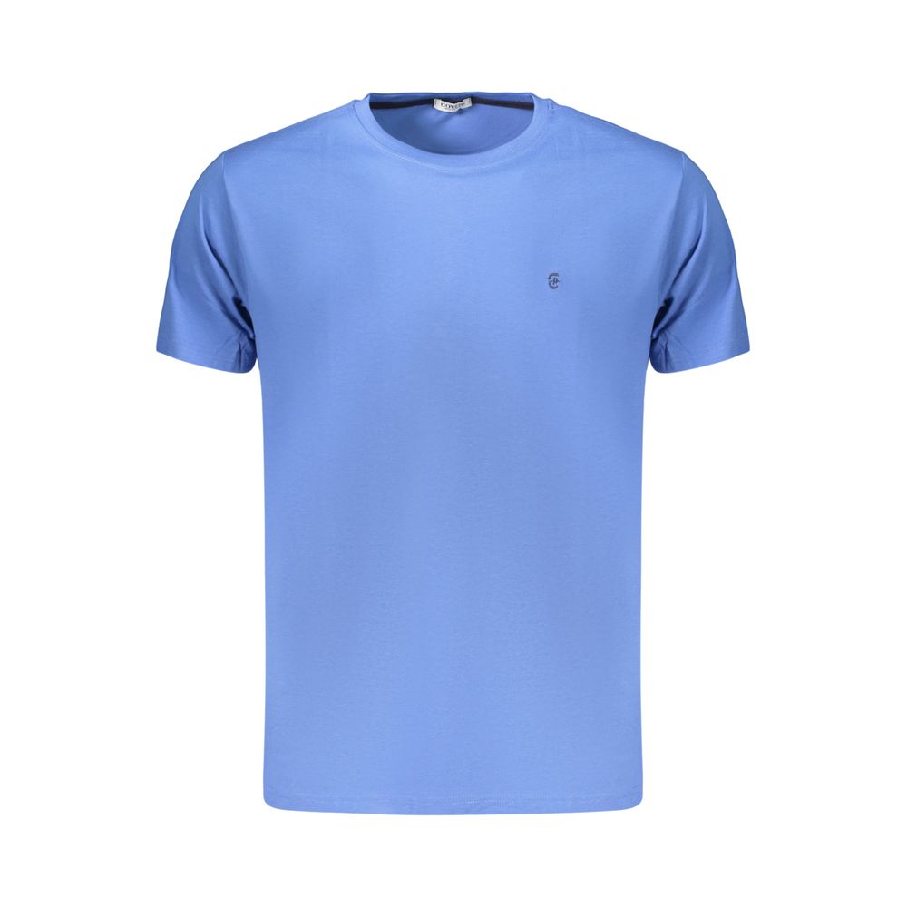 Blue cotton men's T-shirt by Coveri Moving with a casual fit and simple design, shown on a plain background.