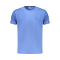 Blue cotton men's T-shirt by Coveri Moving with a casual fit and simple design, shown on a plain background.
