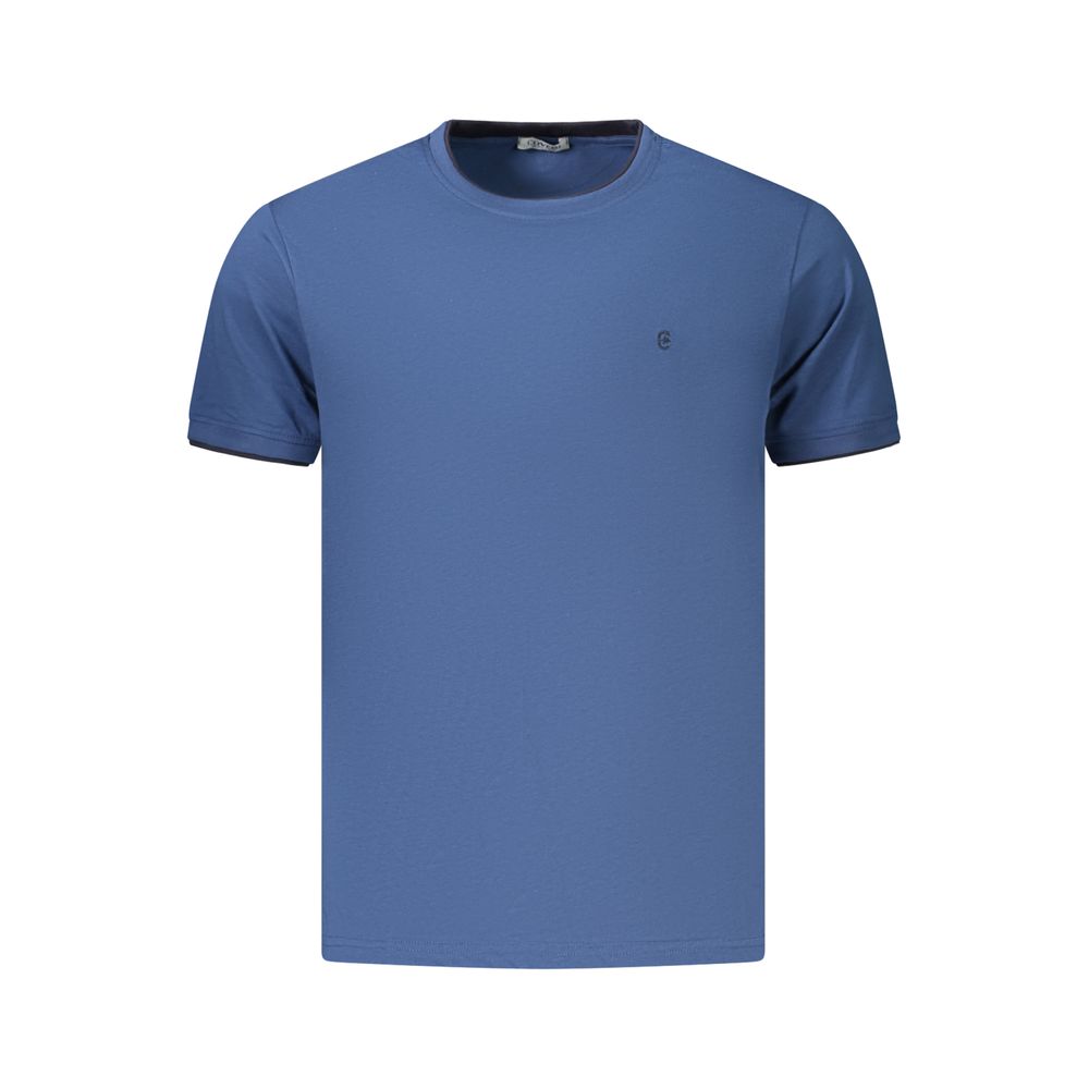 Blue cotton men's T-shirt by Coveri Moving featuring a simple, comfortable design and a classic crew neckline.