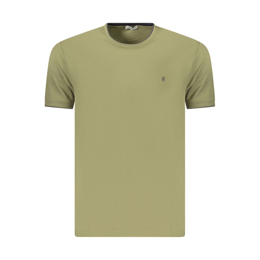 Green cotton men's T-shirt from Coveri Moving with a casual fit and simple design, displayed on a plain background.