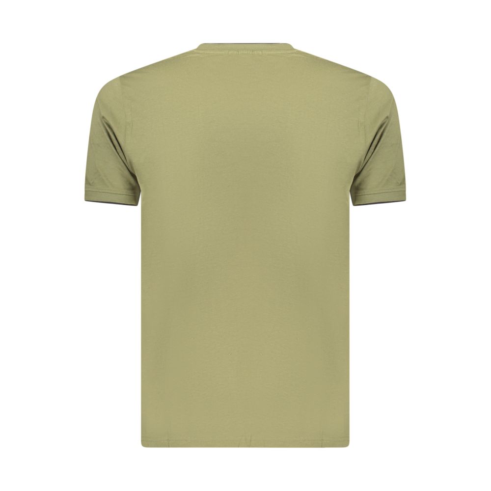 Green cotton men's T-shirt by Coveri Moving with a relaxed fit and subtle branding, shown laid flat on a neutral background.
