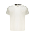 White Coveri Moving Cotton Men's T-Shirt with a round neckline and simple design, displayed flat on a plain background.