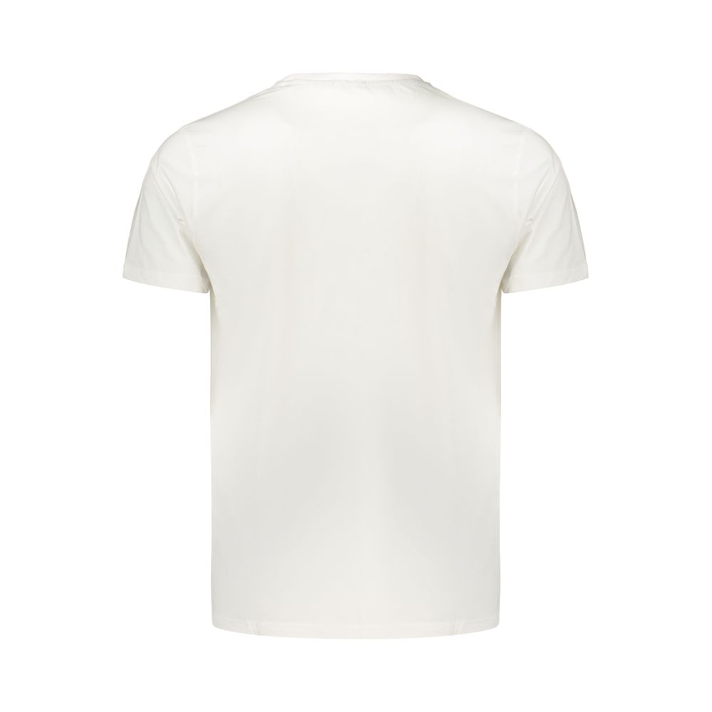 White cotton men's T-shirt by Coveri Moving, featuring a classic fit and smooth fabric texture.