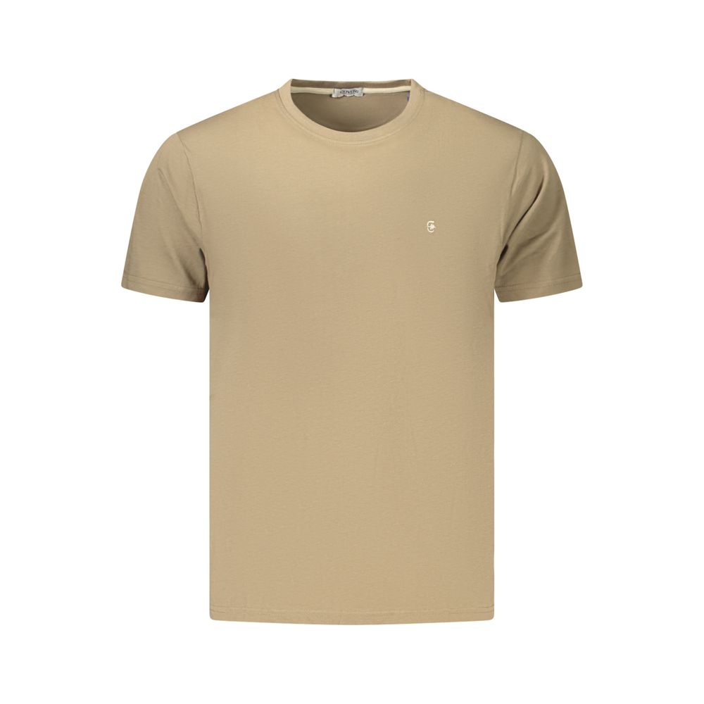 Brown cotton men's T-shirt by Coveri Moving, featuring a comfortable fit and simple design.