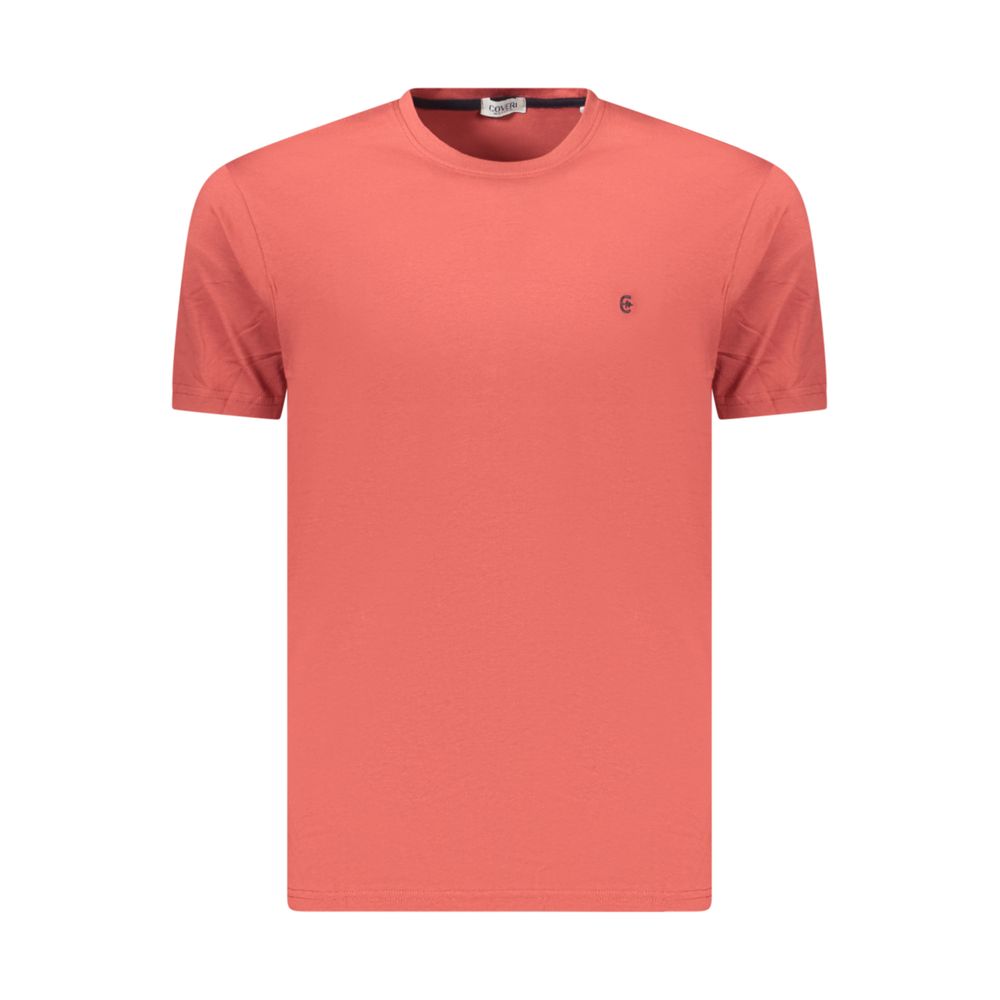 Coveri Moving Rosso cotton men's shirt with a classic collar and button-front design, displayed on a hanger.