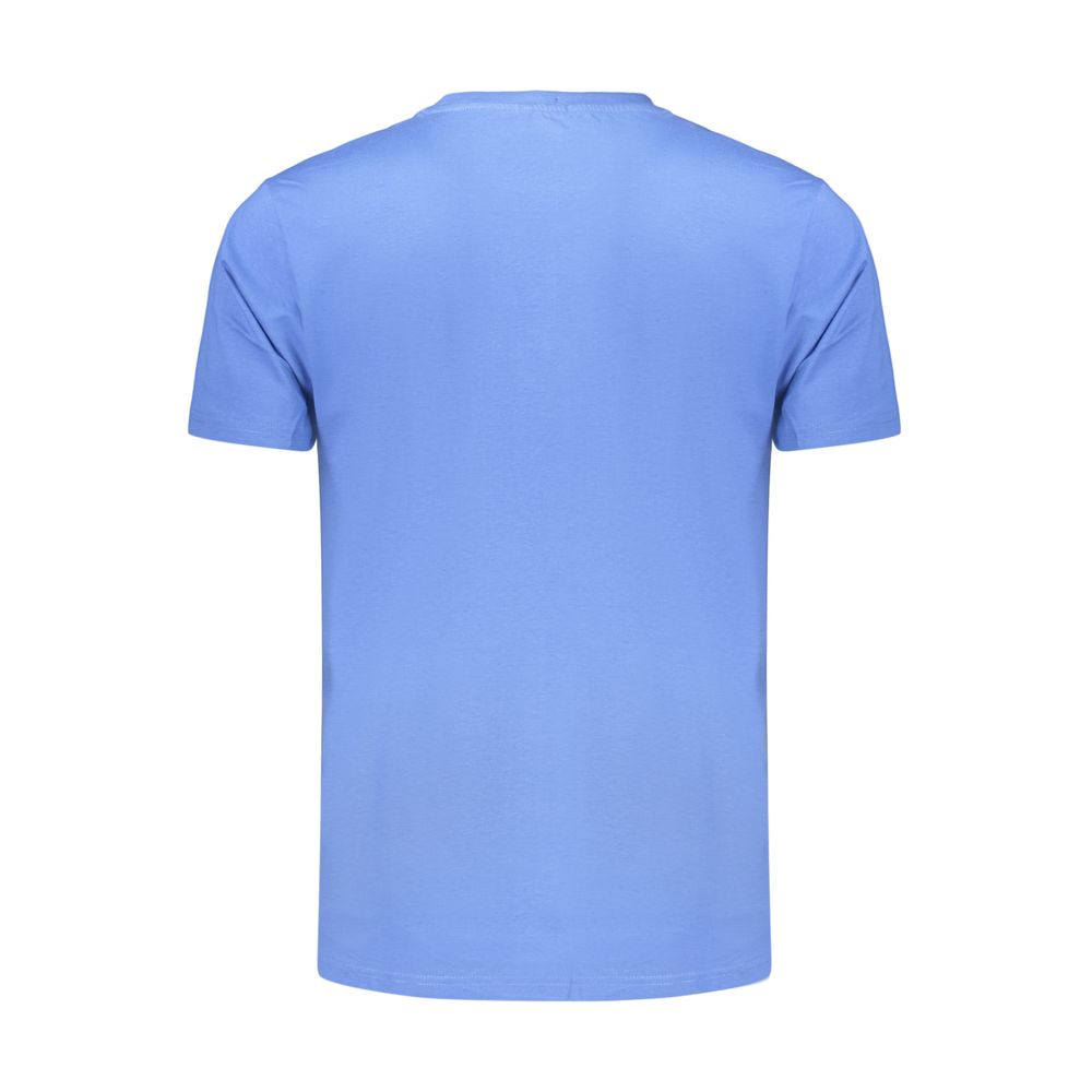 Blue cotton men's T-shirt by Coveri Moving with a simple, comfortable fit and classic crew neckline.