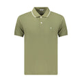 Green cotton men's polo shirt by Coveri Moving with a classic collar and short sleeves, displayed on a plain background.