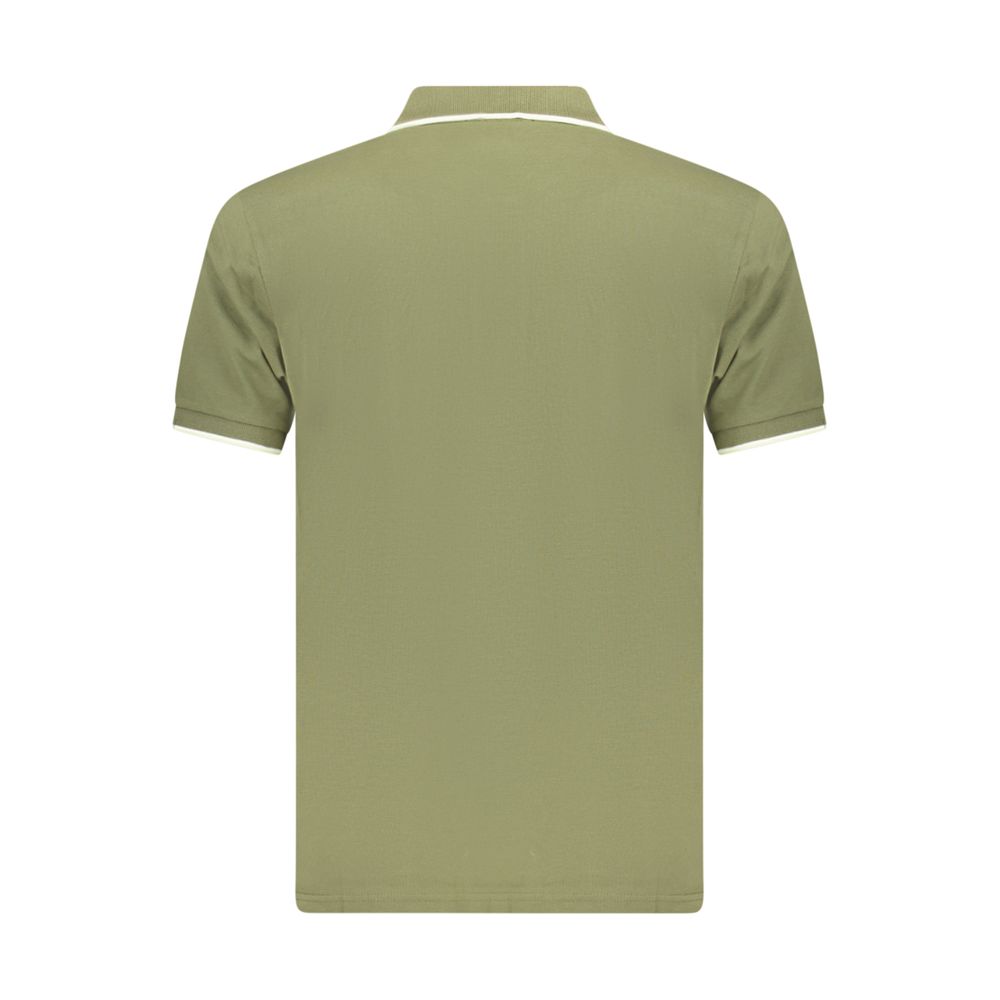 Green cotton men's polo shirt by Coveri Moving with a classic collar and short sleeves, displayed on a neutral background.