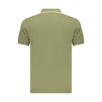 Green cotton men's polo shirt by Coveri Moving with a classic collar and short sleeves, displayed on a neutral background.