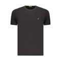 Black cotton men's T-shirt by Coveri Moving, featuring a comfortable fit and simple design, shown on a plain background.