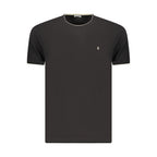 Black cotton men's T-shirt by Coveri Moving, featuring a comfortable fit and simple design, shown on a plain background.