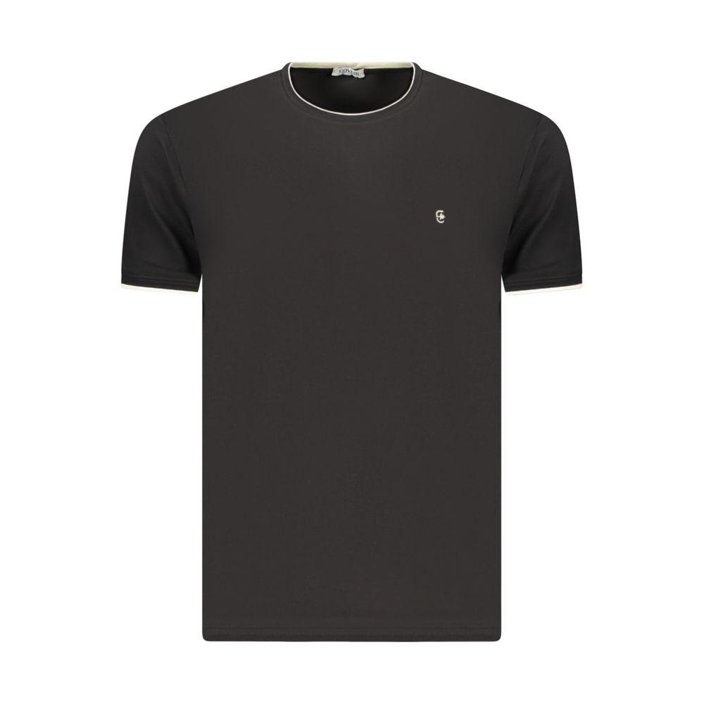 Black cotton men's T-shirt by Coveri Moving, featuring a comfortable fit and simple design, shown on a plain background.
