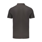 Black cotton men's polo shirt by Coveri Moving, featuring a classic fit with a collared neckline and short sleeves.