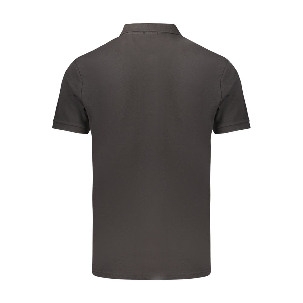 Black cotton men's polo shirt by Coveri Moving, featuring a classic fit with a collared neckline and short sleeves.
