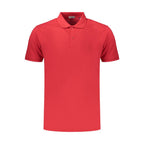 Red cotton men's polo shirt by Coveri Moving, featuring a classic collar and short sleeves.