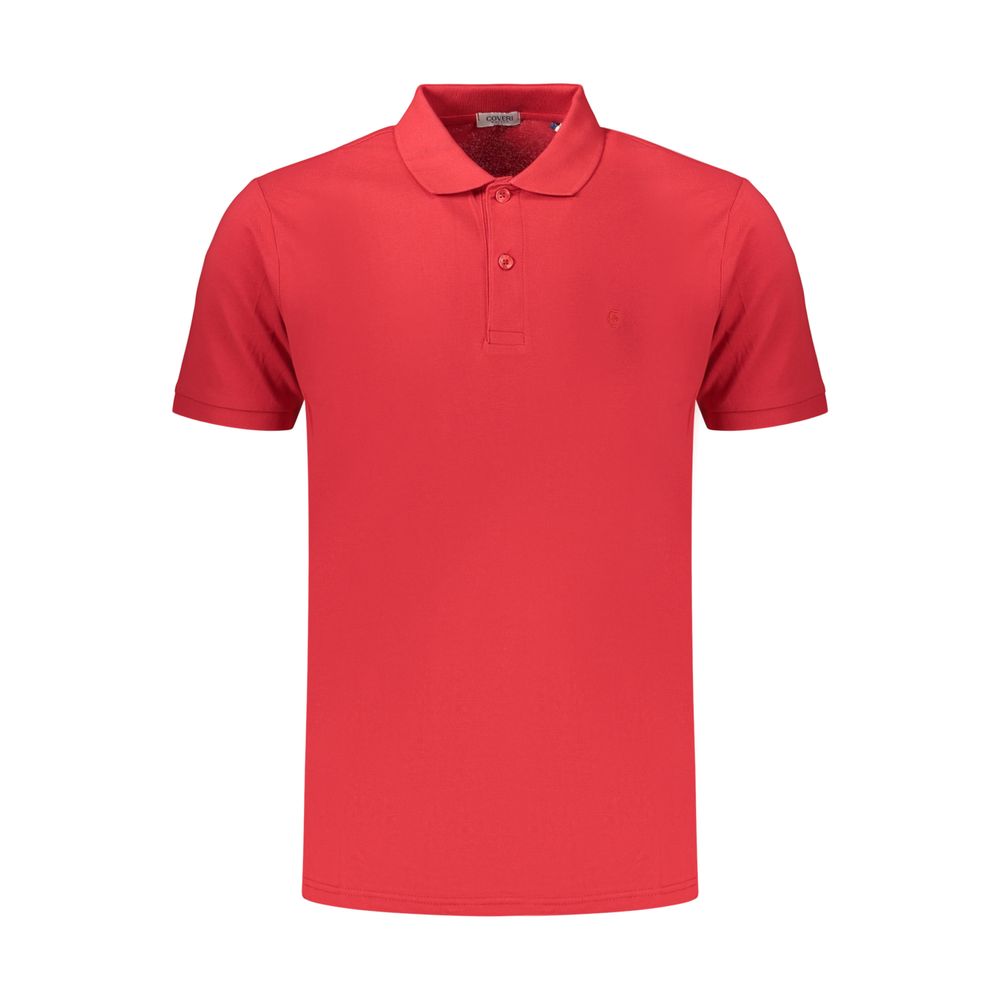 Red cotton men's polo shirt by Coveri Moving, featuring a classic collar and short sleeves.