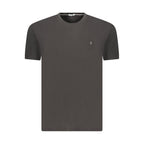 Black cotton men's T-shirt by Coveri Moving, featuring a classic fit and simple design, shown flat on a white background.