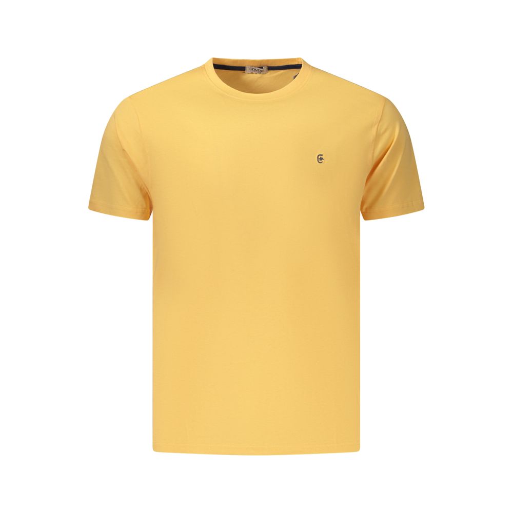 Coveri Moving orange cotton men's T-shirt with a classic fit and short sleeves, displayed flat on a white background.