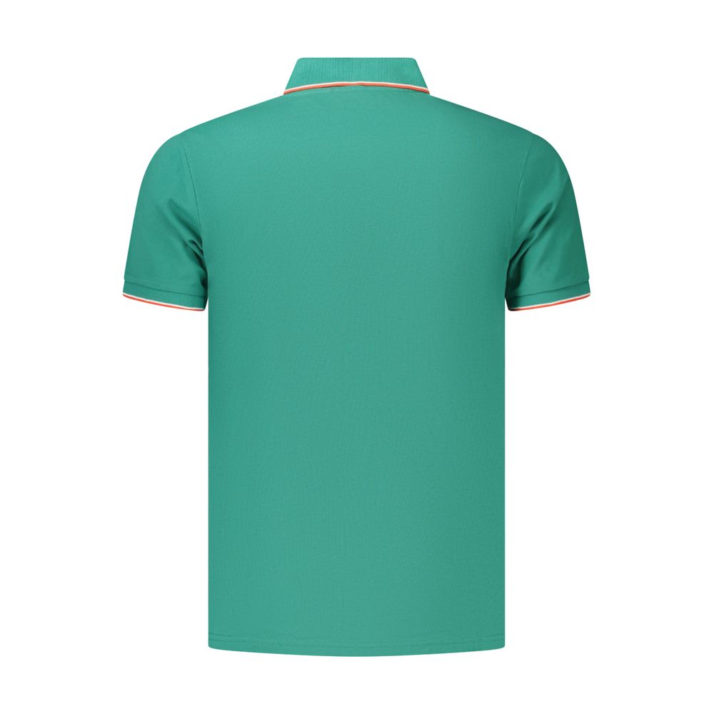 Green cotton men's polo shirt by Coveri Moving, featuring a classic collar and short sleeves, displayed on a flat lay.