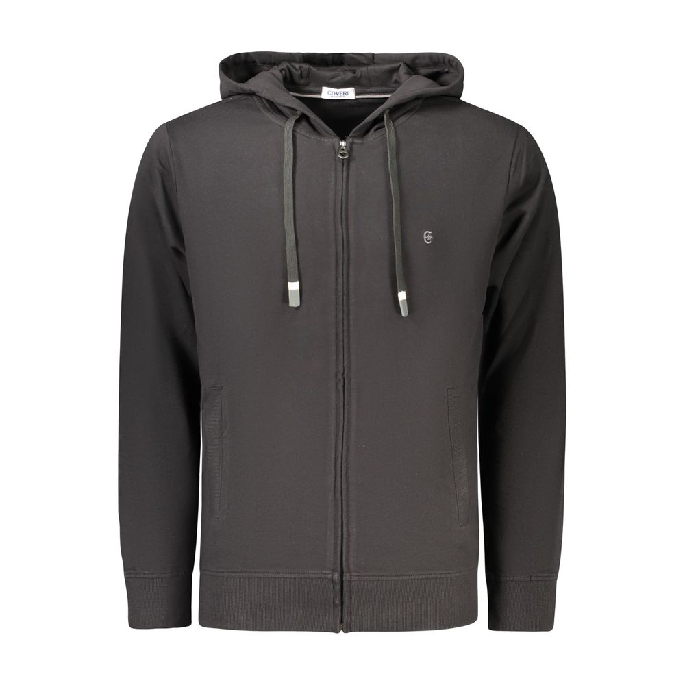 Black cotton men's sweatshirt by Coveri Moving with a relaxed fit and simple design, shown on a plain background.