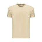 Beige cotton men's T-shirt by Coveri Moving, featuring a comfortable fit and classic design, shown on a model.
