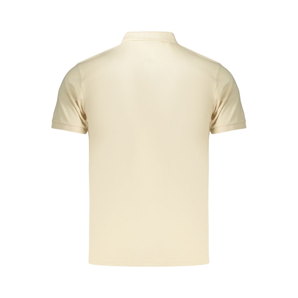 Beige cotton men's polo shirt by Coveri Moving with a classic collar and short sleeves, shown on a plain background.