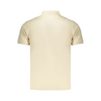 Beige cotton men's polo shirt by Coveri Moving with a classic collar and short sleeves, shown on a plain background.