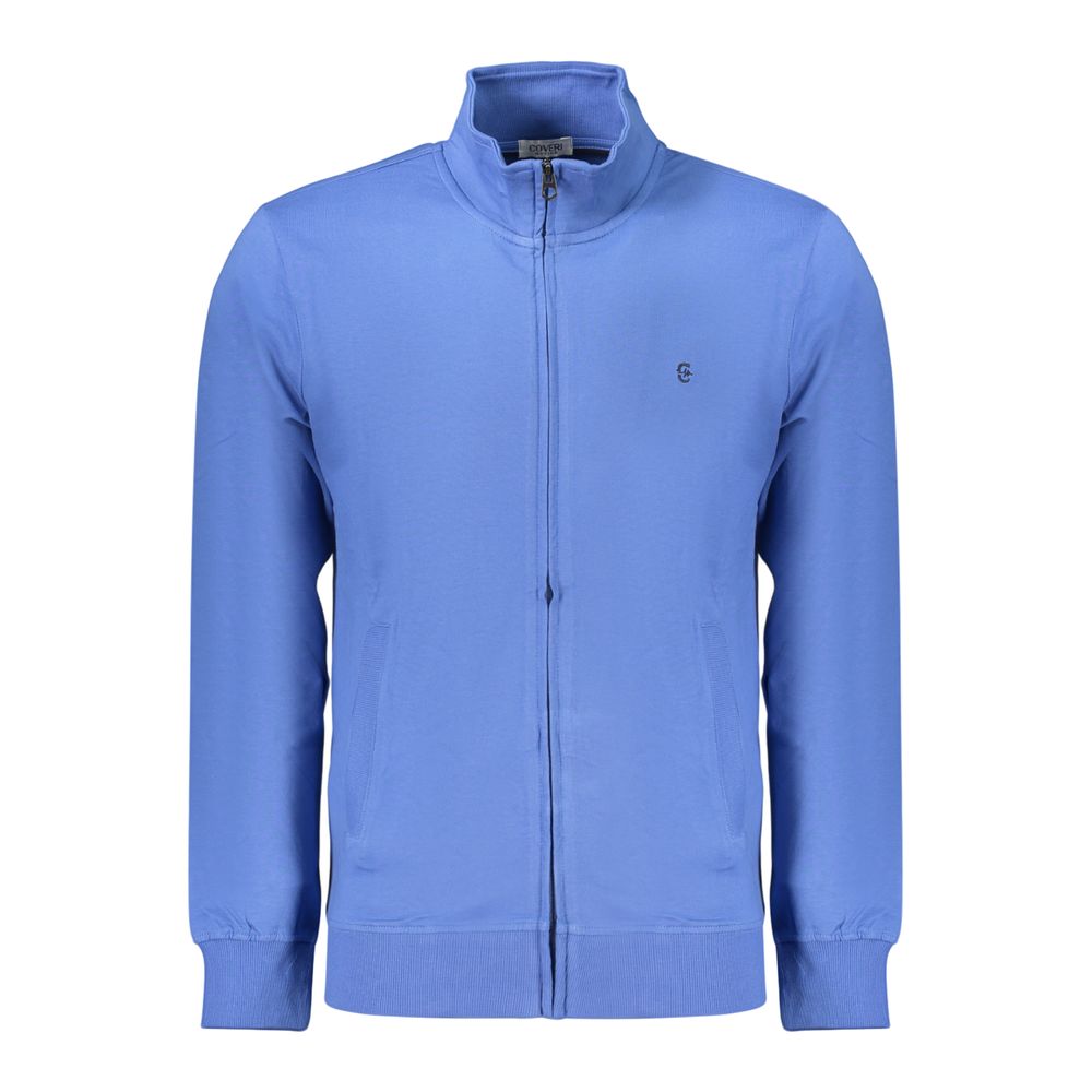 Blue cotton men's sweatshirt from Coveri Moving with a relaxed fit and minimalist design, ideal for casual wear.