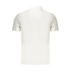 White cotton men's polo shirt by Coveri Moving, featuring a classic collar and short sleeves.