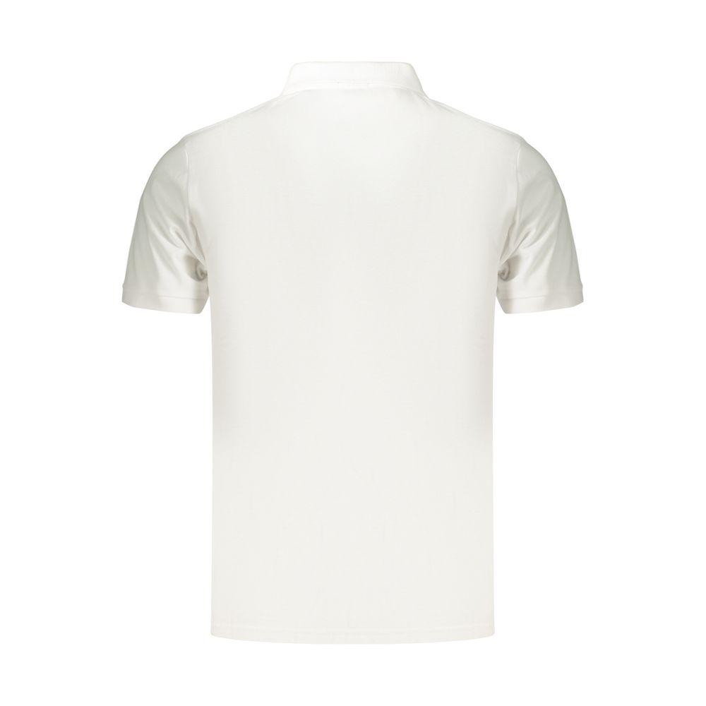 White cotton men's polo shirt by Coveri Moving, featuring a classic collar and short sleeves.