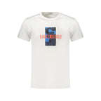 White cotton men's T-shirt by Bikkembergs with a classic crew neck and clean design, displayed flat on a plain background.