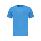Light blue Bikkembergs men's cotton T-shirt with round neckline and short sleeves, casual apparel for everyday wear.