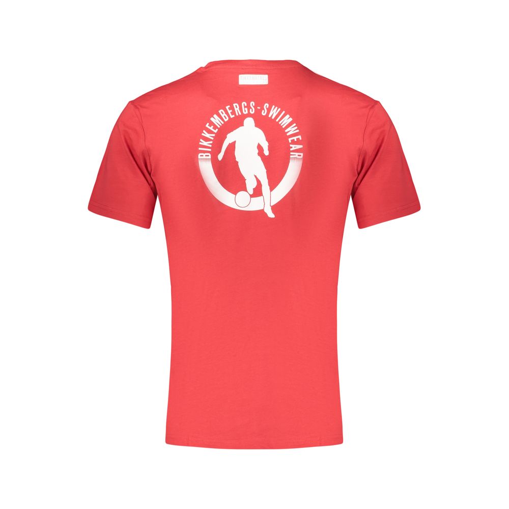 Bikkembergs Rosso cotton men's T-shirt with crew neck and short sleeves, featuring a simple, stylish design.