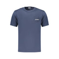 Bikkembergs blue cotton men's T-shirt with round neckline and short sleeves, casual style, laid flat on a white background.