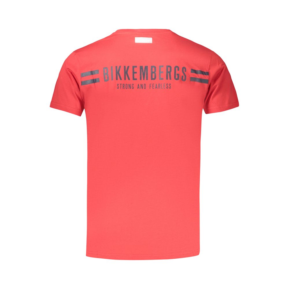 Bikkembergs Rosso cotton men's T-shirt with short sleeves and crew neckline, featuring a simple, stylish design.