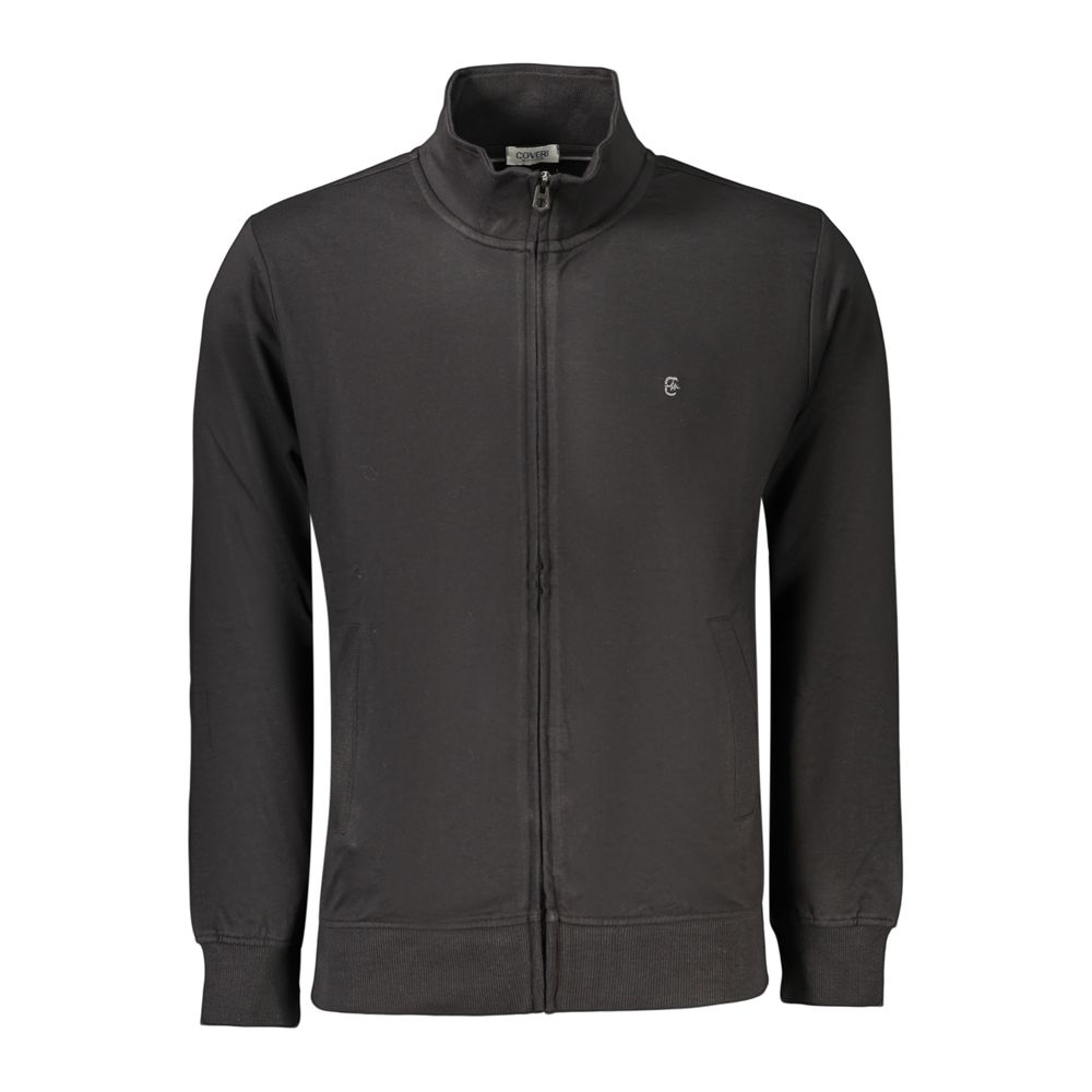 Black cotton men's sweatshirt by Coveri Moving with a simple, comfortable design and a relaxed fit.