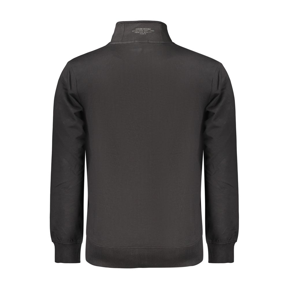 Black cotton men's sweatshirt from Coveri Moving featuring a simple, comfortable design with a crew neckline.
