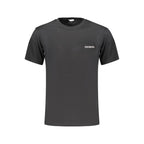 Black cotton men's T-shirt by Bikkembergs, featuring a classic fit and simple crew neckline, displayed on a neutral background.